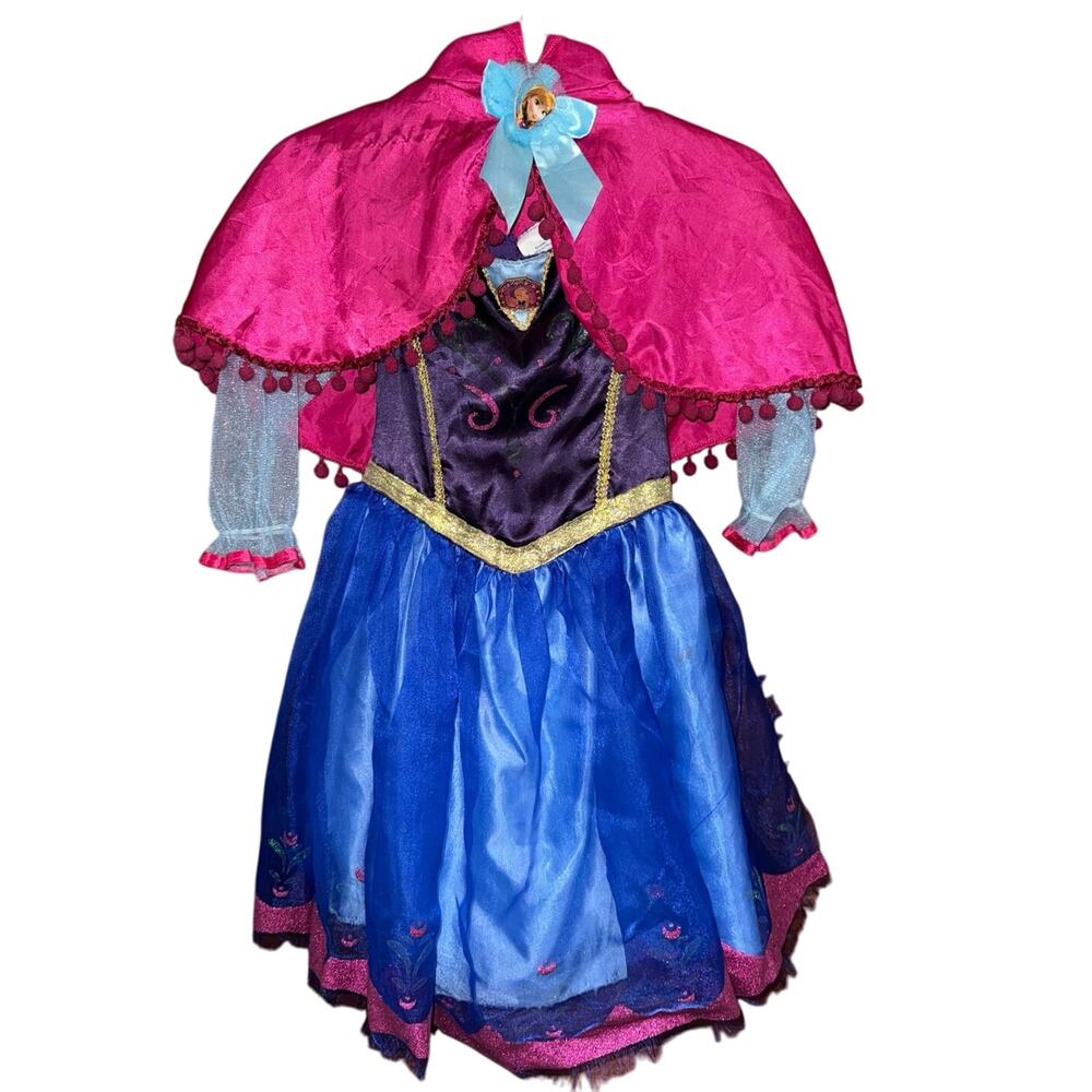 Disney Collection Anna Frozen Halloween Costume Child Size XS 4-6X Attached Cape